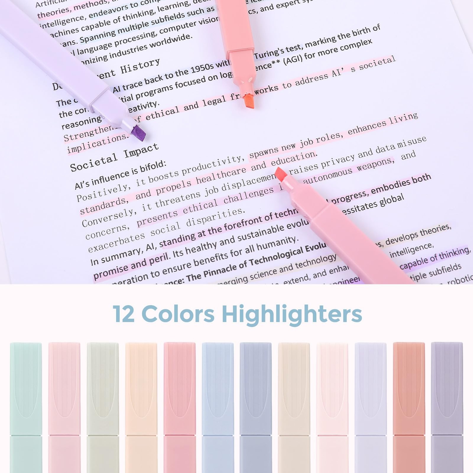 Aesthetic School Supplies Stationery Kit Pen Case Pastel Highlighters Blue