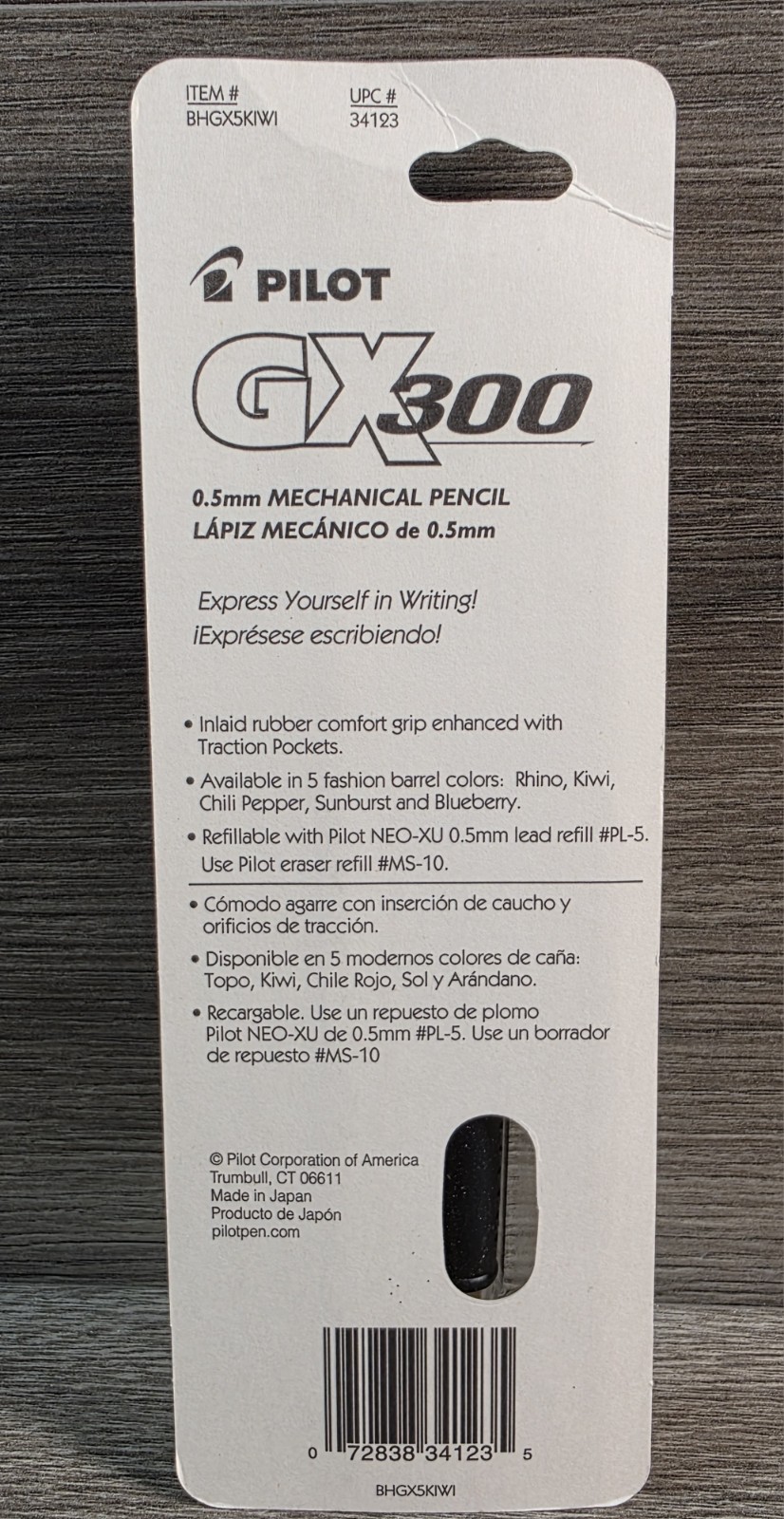 Pilot GX300 0.5mm Refillable Mechanical Pencil with Comfort Grip Green Black OOP