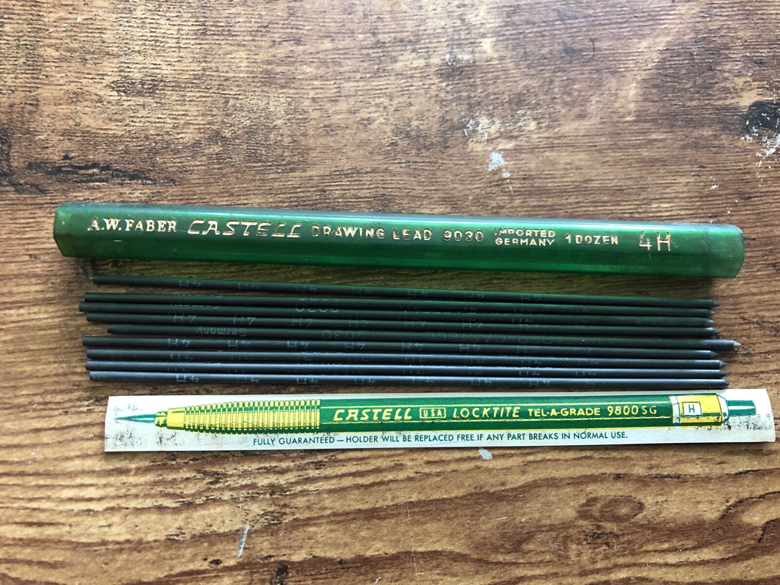 Vintage AW FABER Castell Drawing Lead 7pcs Refill Vials #9030 Mechanical Pencil