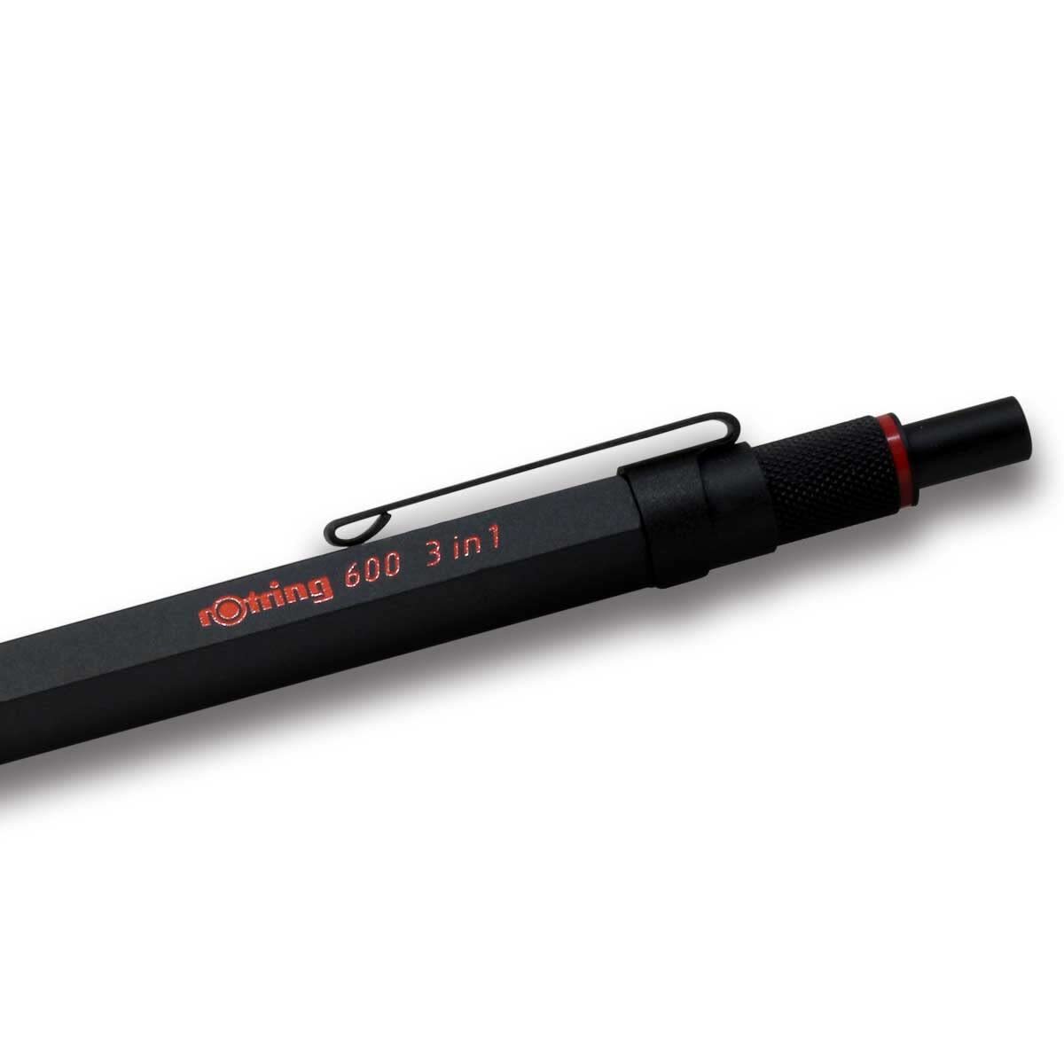 rOtring 600 3 in 1 Multicolor Pen Mechanical Pencil Black Brass Body