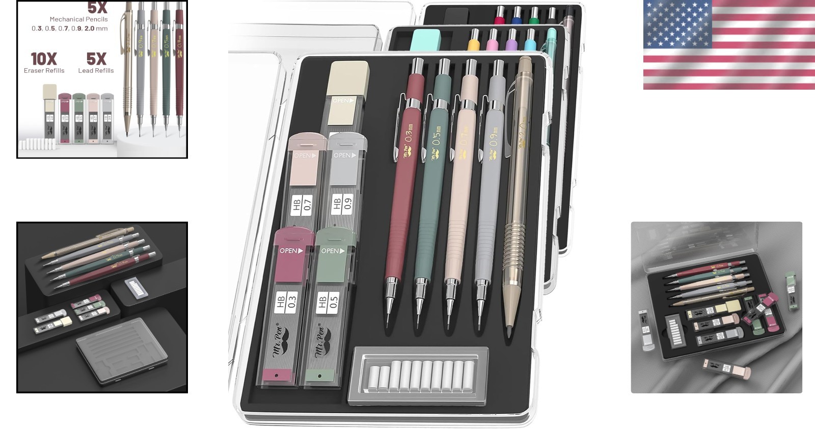 Artisan Quality Vintage Mechanical Pencils – 0.3 to 2.0mm, 5 Refill Options