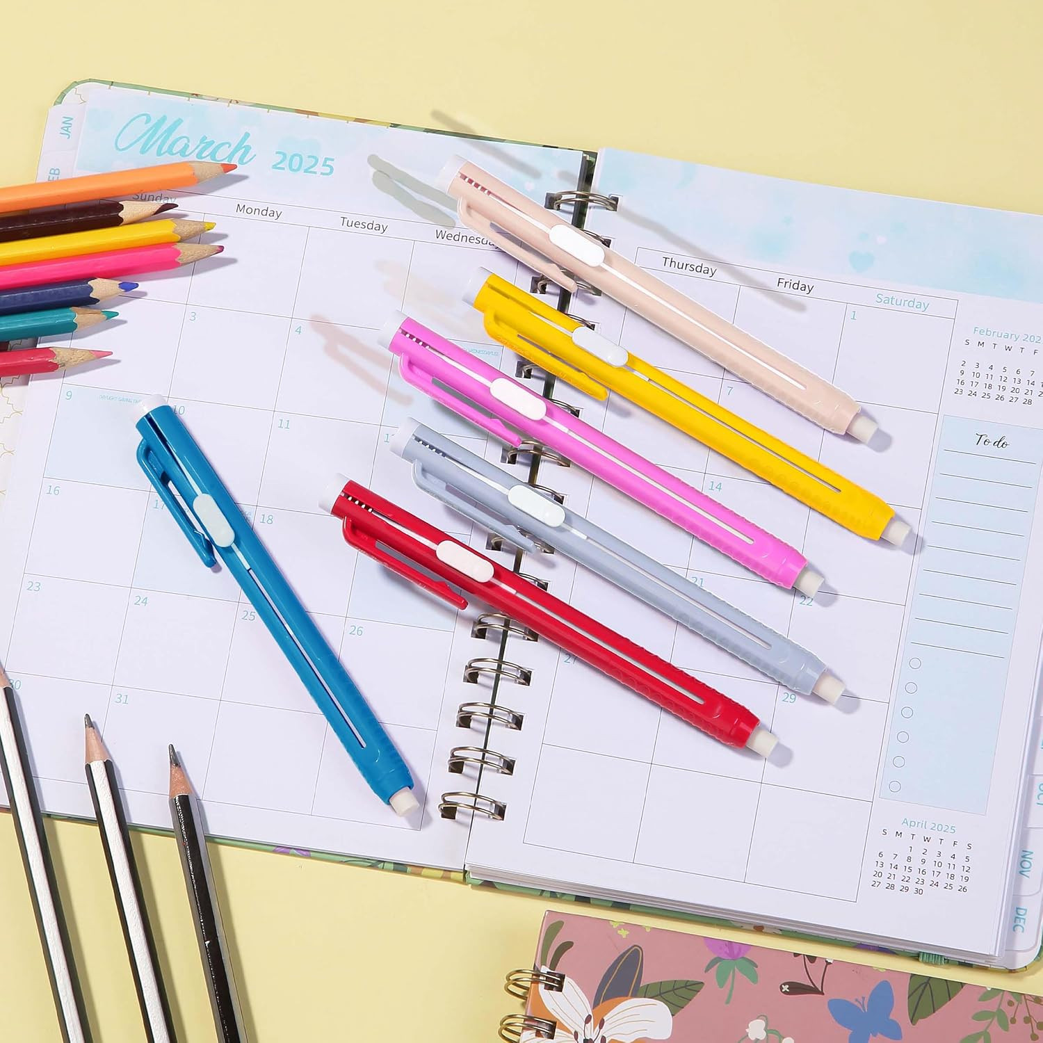 – Retractable Mechanical Eraser Pens, 6 Pack, Ice Cream Colors | Latex-Free Prec
