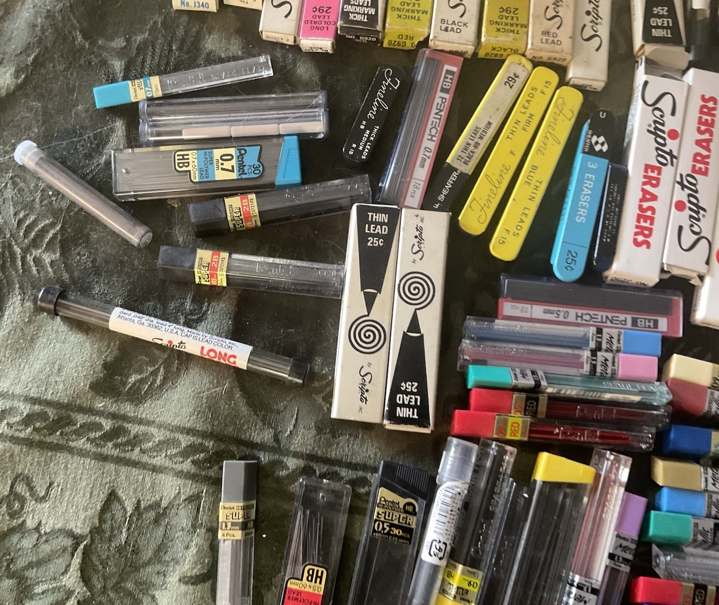 Vintage huge lot mechanical pencil leads & erasers Scripto PENTEL