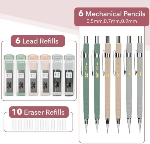 Mr. Pen Mechanical Pencil Set 0.5mm 0.7mm 0.9mm Refills Lead 6 Pack