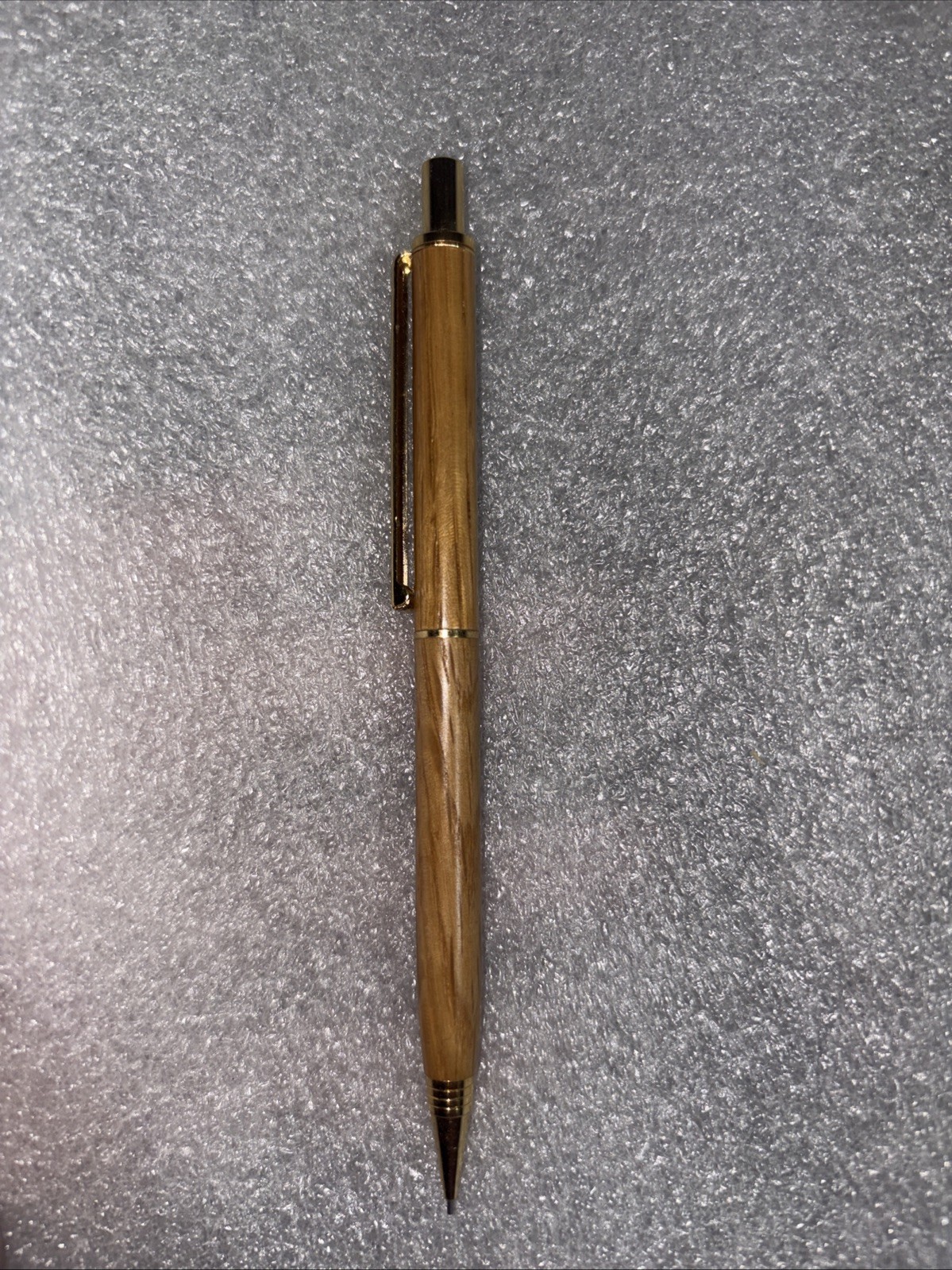 Gold / Light Brown Hand Lathed Willow Wood Mechanical Pencil. Leads Included.