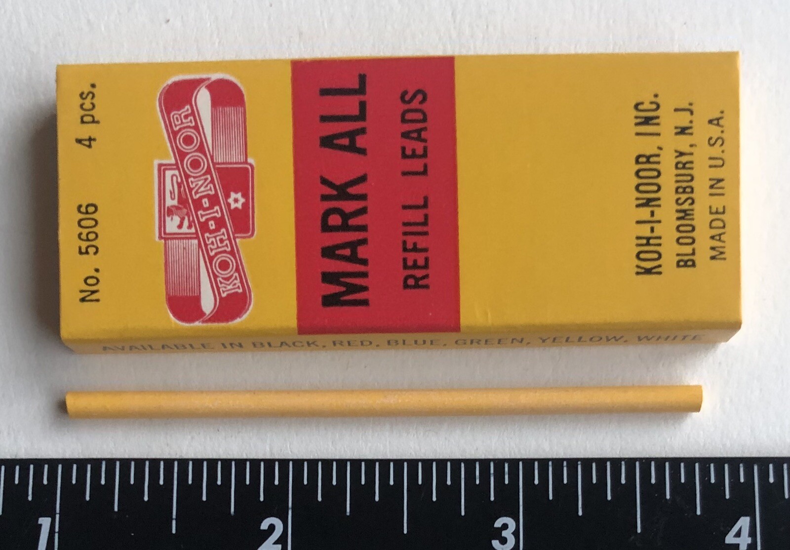 Vintage KOH-I-NOOR Mark All 3mm NOS Marking Pencil Lead Refill 4 Pack USA