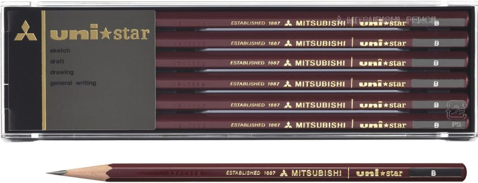 三菱鉛筆 Mitsubishi Pencil Pencil Unistar Hexagonal Standard B Dozen (12 Pieces)