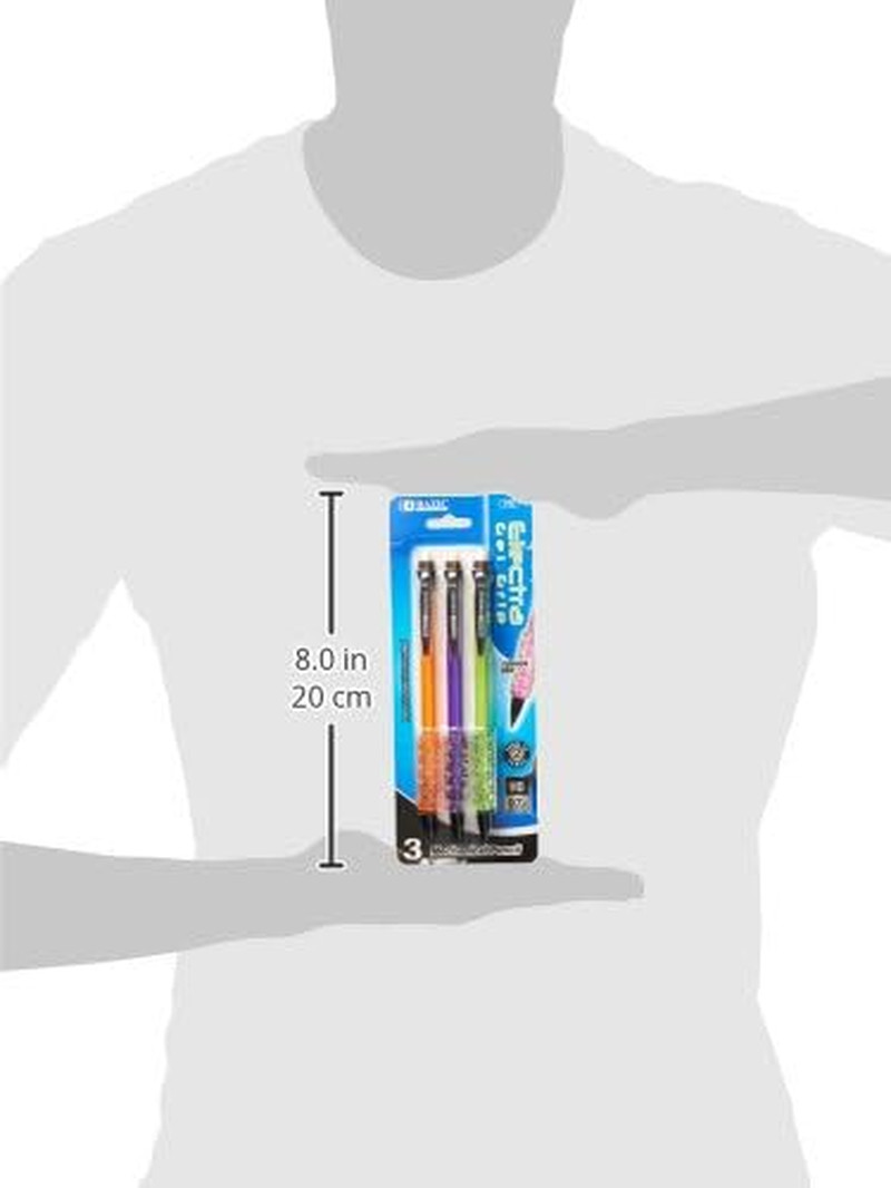 0.7mm Color Mechanical Pencils w/ Gel Grip, 3-Pack Fashion Office School Supplie