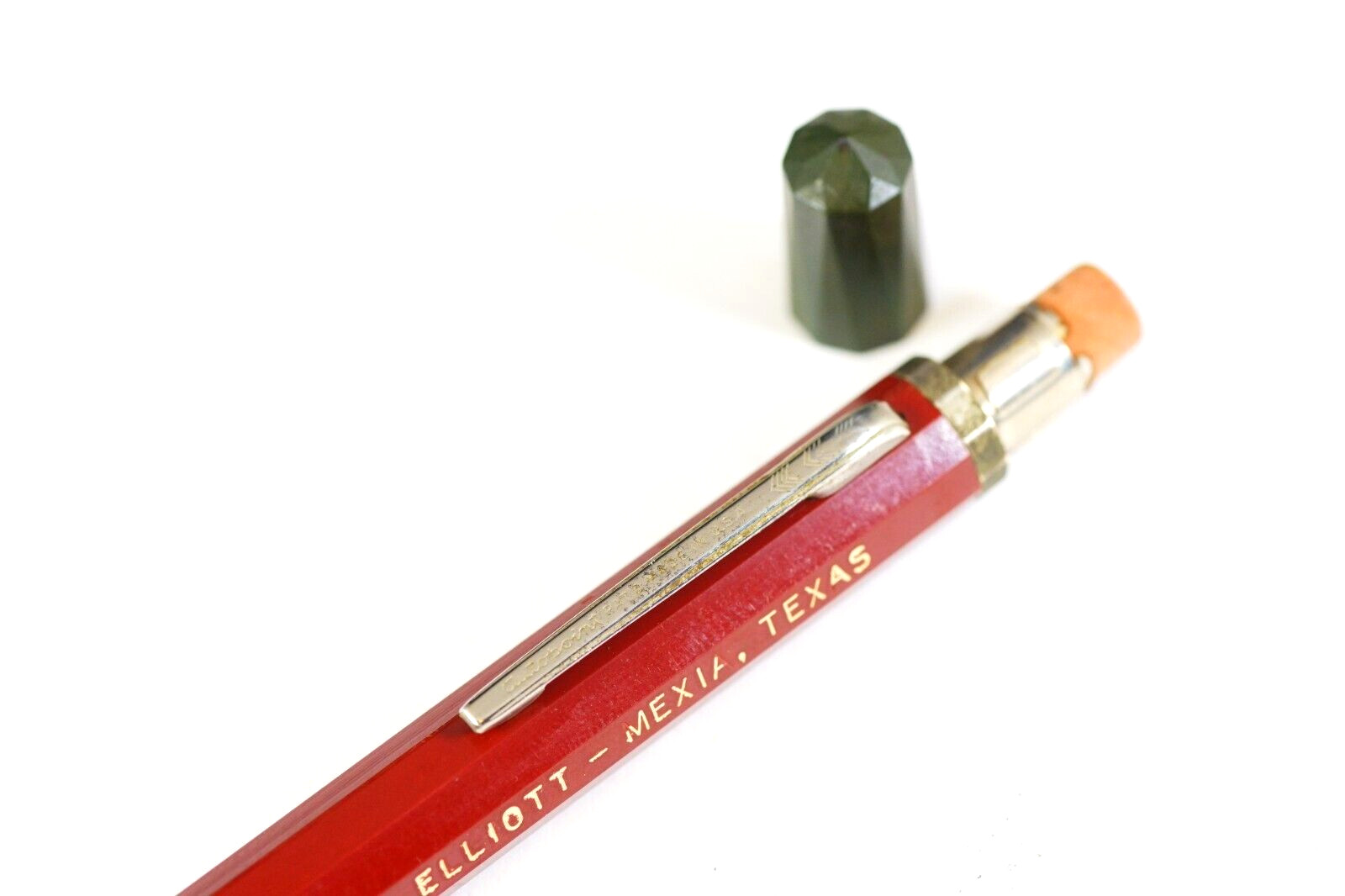 Mexia Texas JW Elliot AUTOPOINT Green & Maroon Real Thin Lead Mechanical Pencil