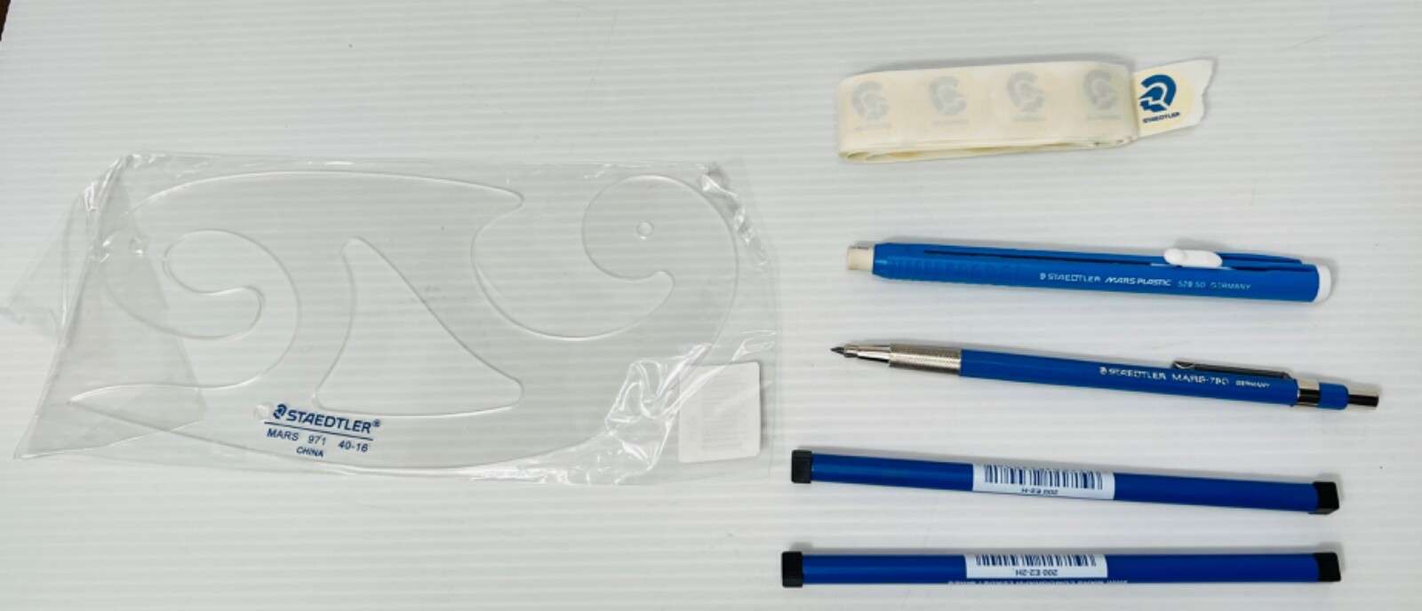 Staedtler mechanical pencil Lot Mars 780 w/ 2 tubes of Leads, Eraser & stencil