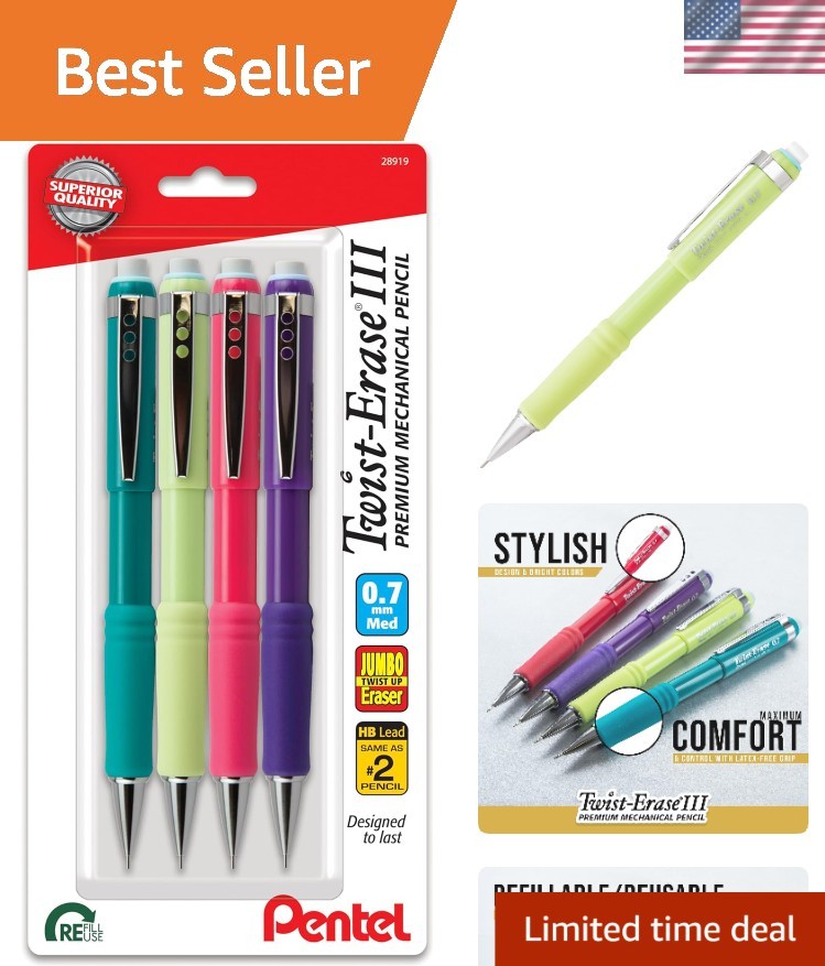 Twist-Erase III Mechanical Pencil, 0.7mm, Medium Line, Assorted Fashion Color…