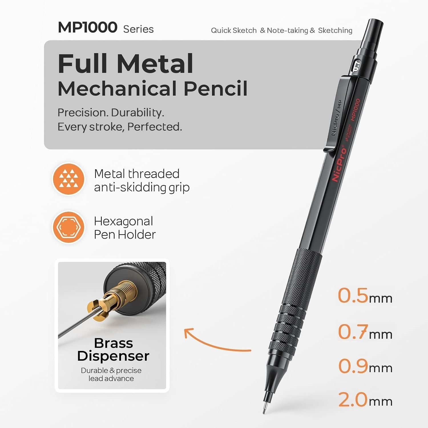 Sleek Black & Silver Artist Pencil Set with Colorful Lead