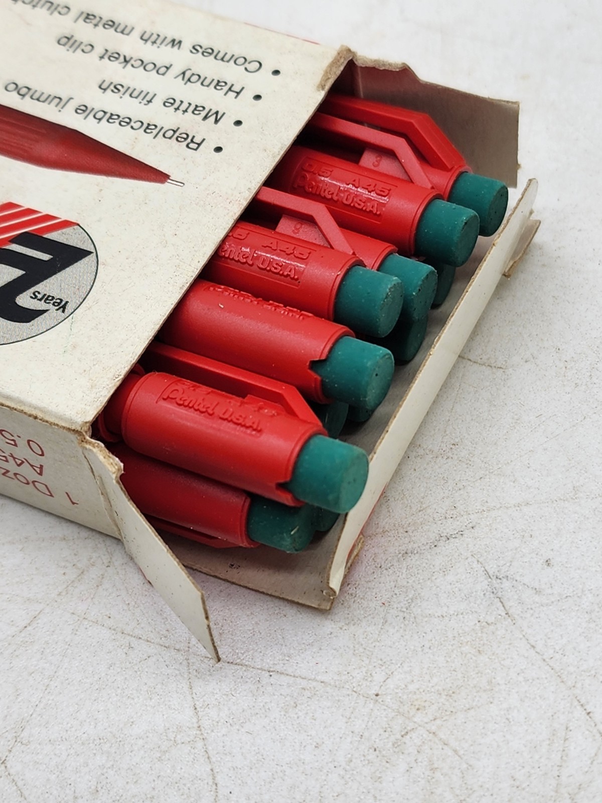 ONE DOZEN Pentel Econo-Sharp A45B 0.5mm Automatic Pencil Red Barrel Grey Eraser