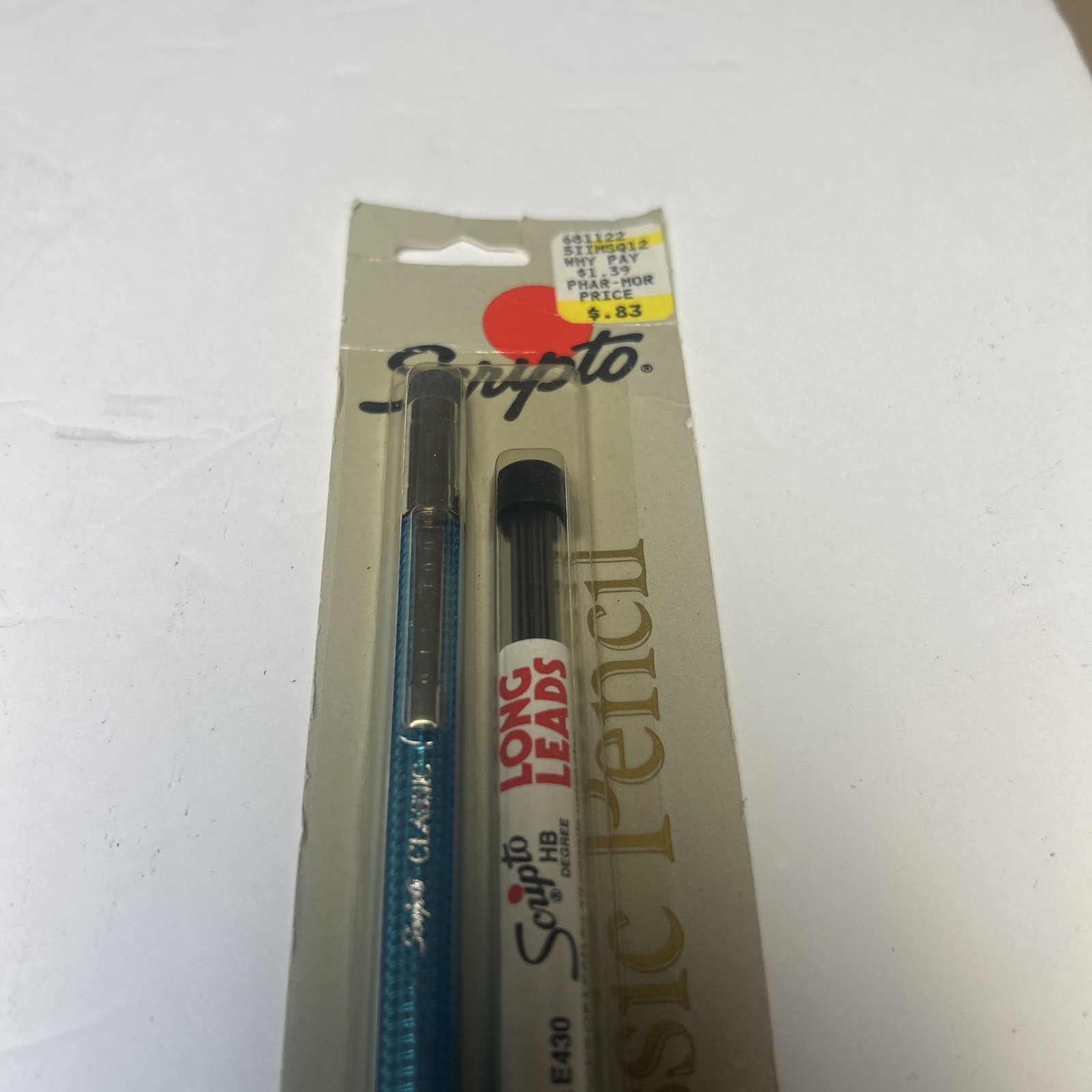 Vtg Scripto Long Lead Pencil & Lead Pack B319 NOS Blue Clear 1980s New