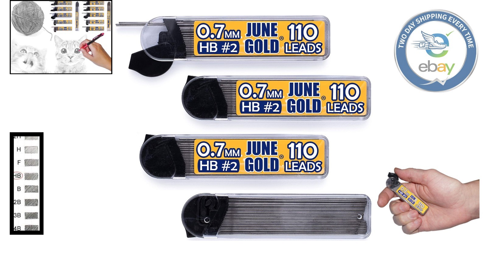 440 Break-Resistant 0.7 mm HB Graphite Leads for All-Day Writing – 4 Dispensers