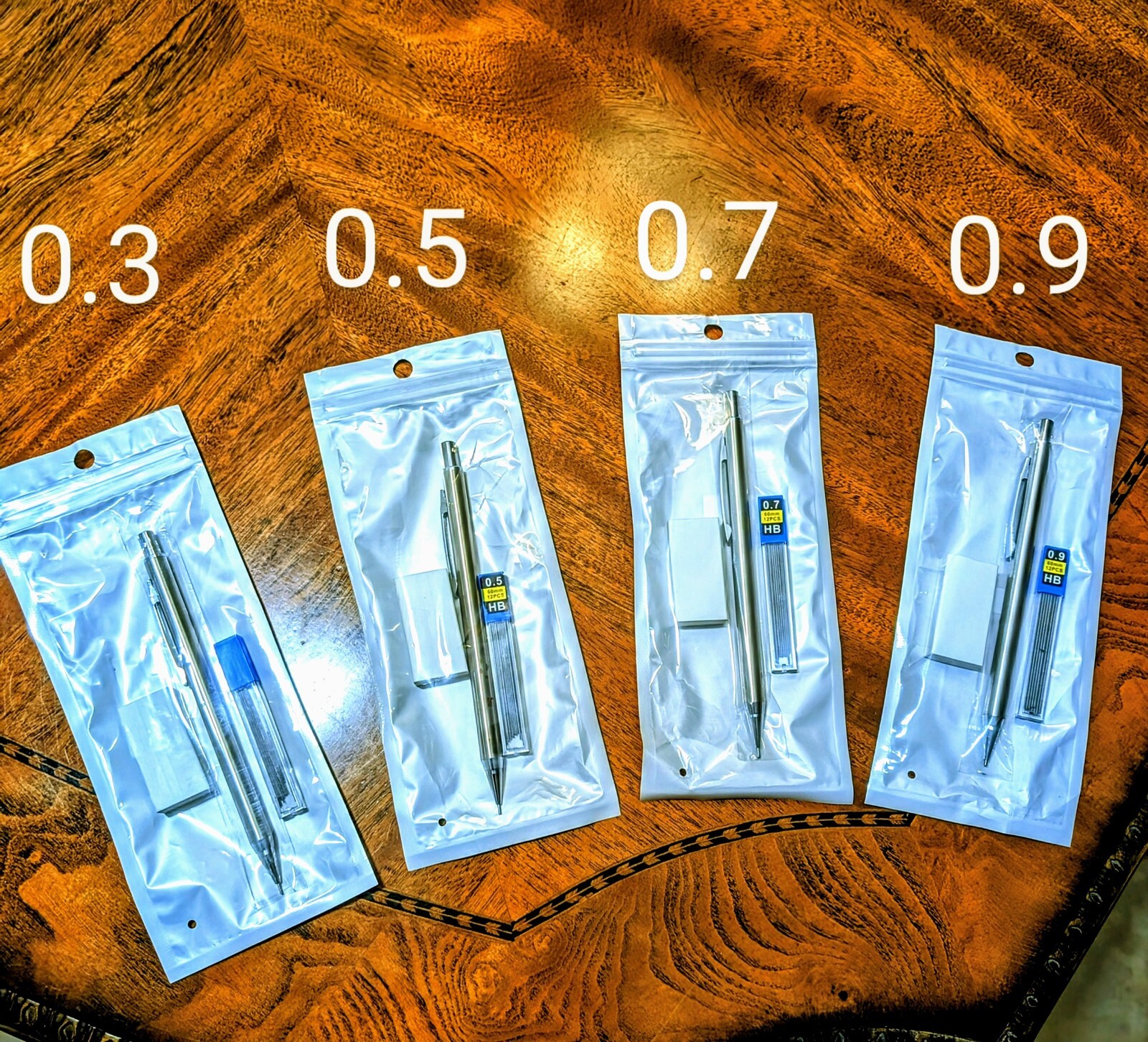4 Set Mechanical Pencils 0.3, 0.5, 0.7, 0.9mm