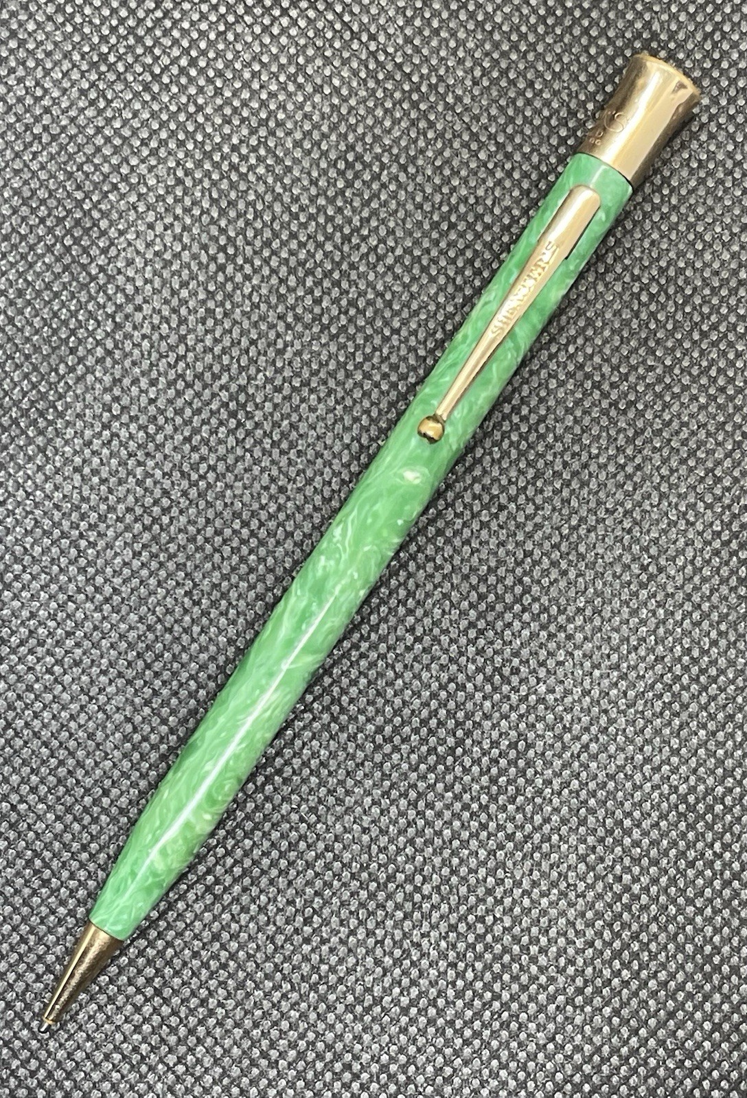 Sheaffer Lifetime Thin Jade Green w/Gold Trim 1.1mm Pencil – 1920’s