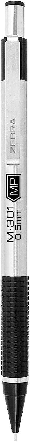 Zebra Pen M-301 Mechanical Pencil, Stainless 2 Count (Pack of 2), Black Grip