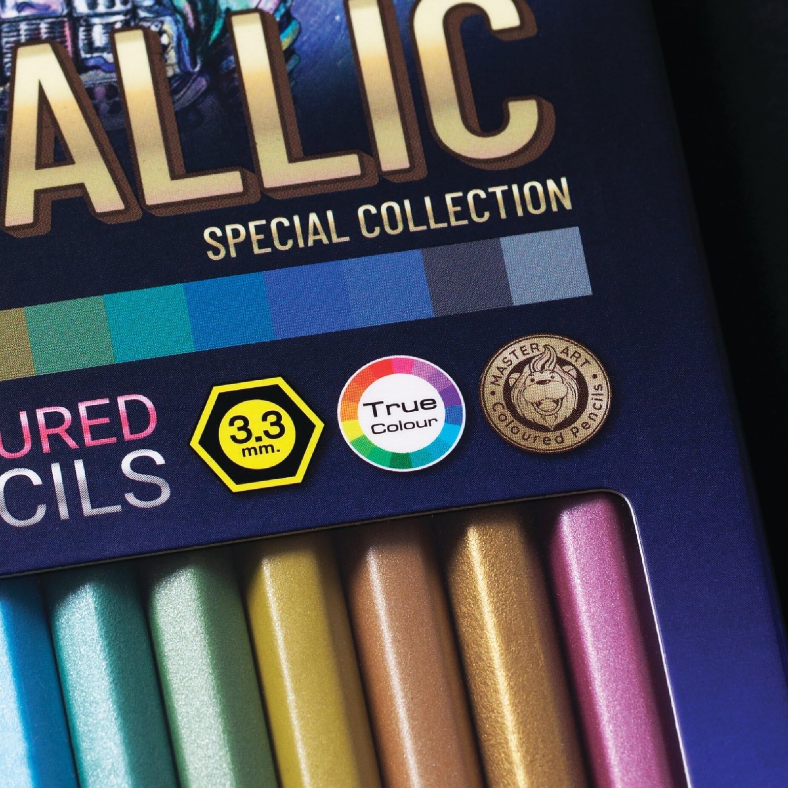 MASTERART Metallic Colored Pencils 12 Colors 1 Count (Pack of 12), Multicolor