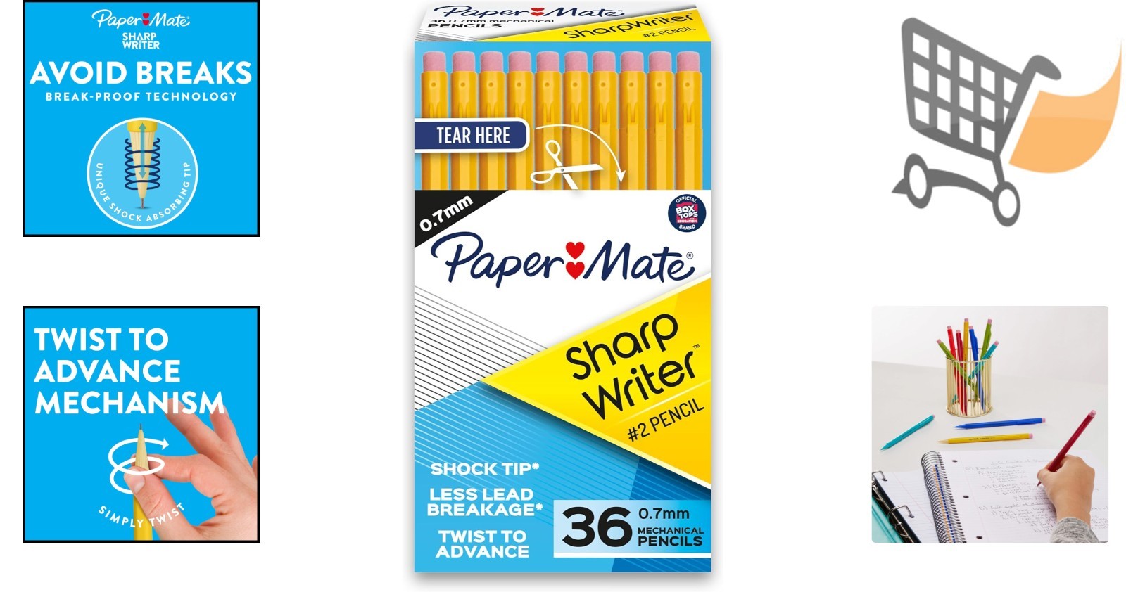 Mechanical Pencils 0.7mm Yellow Pack of 36 Twistable Break Resistant for School