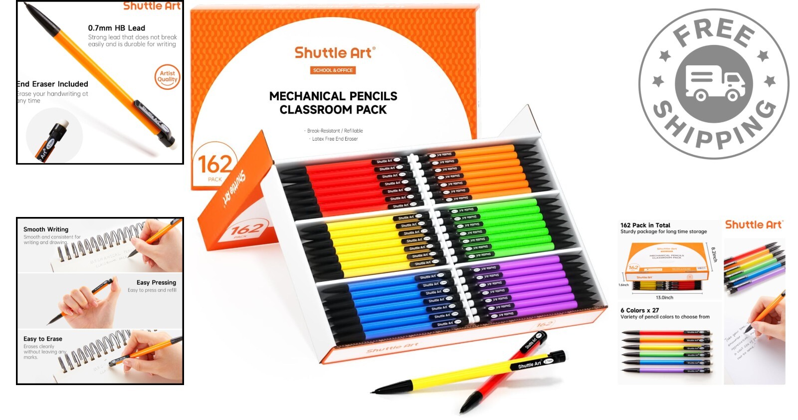 Bulk 162 Count Mechanical Pencils – Non-toxic with Smooth Writing Performance