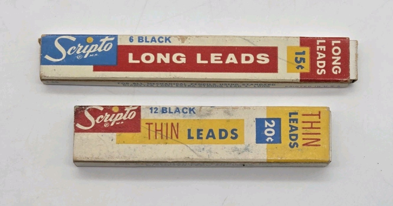 SCRIPTO Mechanical Pencil Long Leads & Thin Leads Refills USA VTG