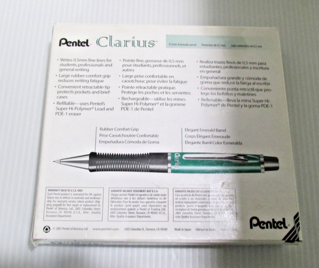 RARE–Pentel Clarius AX605D 0.5mm Pencil Green Emerald Auto Pencil -Box of 12