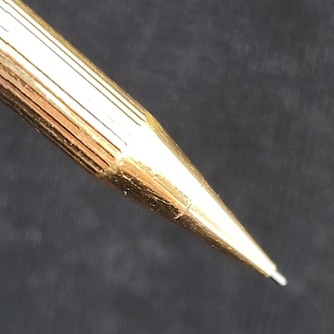 Vtg Sheaffer Mechanical Pencil 23kt Gold Electroplate White Dot Ribbed Twist USA