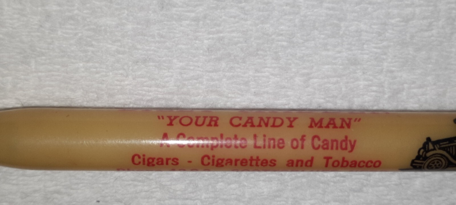 “Billy Madden*YOUR CANDY MAN*Phone 42 S 3*Scottsbluff, Nebr.” Working Pencil