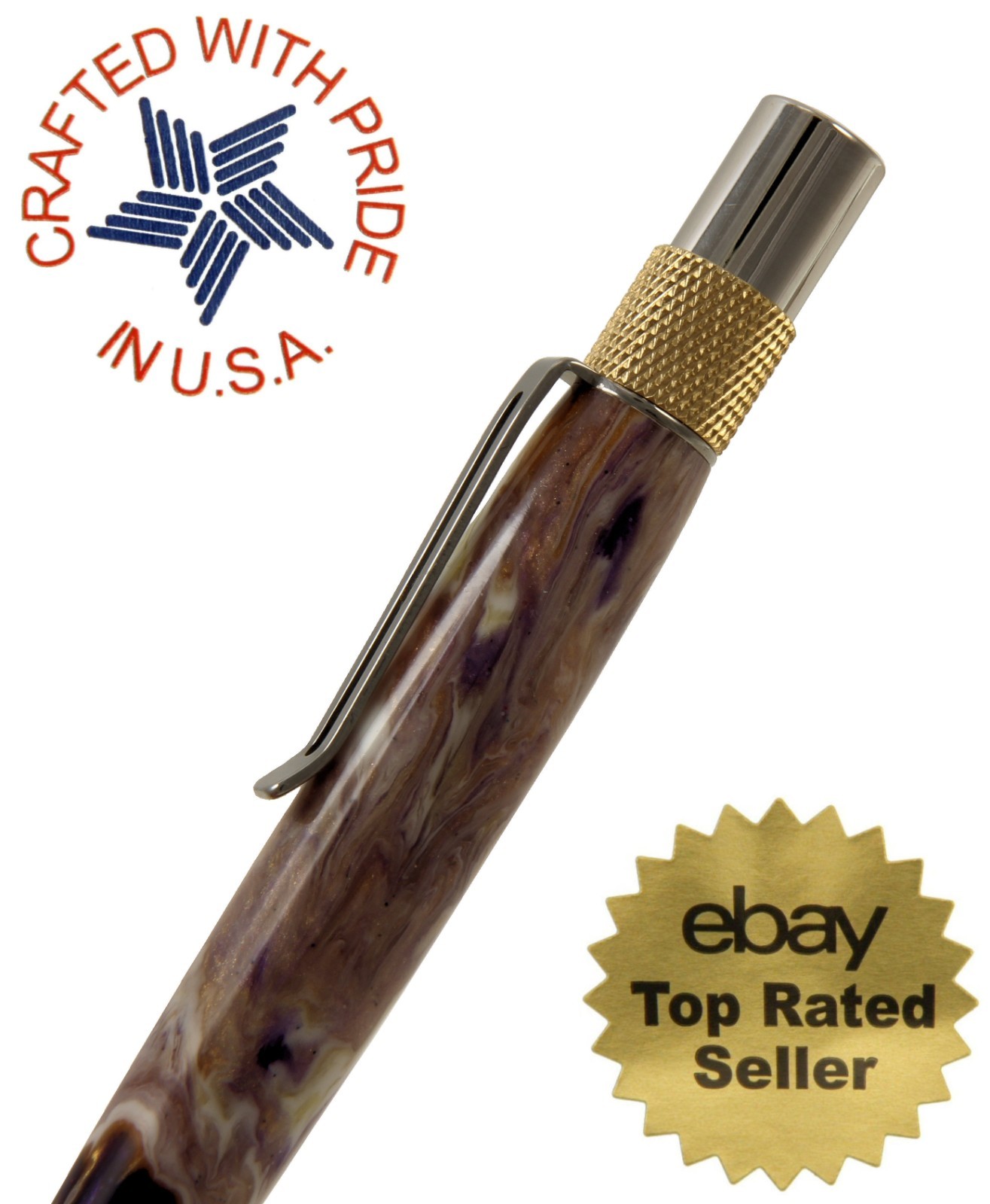 Dura Click .07mm Lead Pencil / Gold Knurled Hardware & Lavender Swirl Body / N87