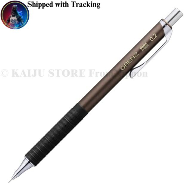 Pentel Orenz Metal Grip 0.2mm Mechanical Pencil Brown Barrel XPP1002G2-RE