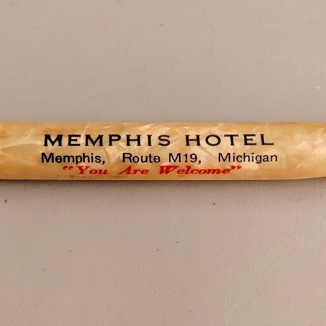 Vintage Celluloid Mechanical Golf Pencil Advertising Ring Top Memphis Hotel MI