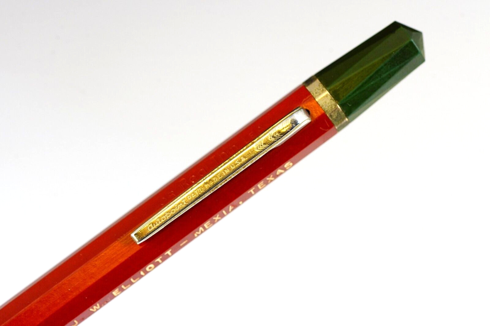 Mexia Texas JW Elliot AUTOPOINT Green & Maroon Real Thin Lead Mechanical Pencil