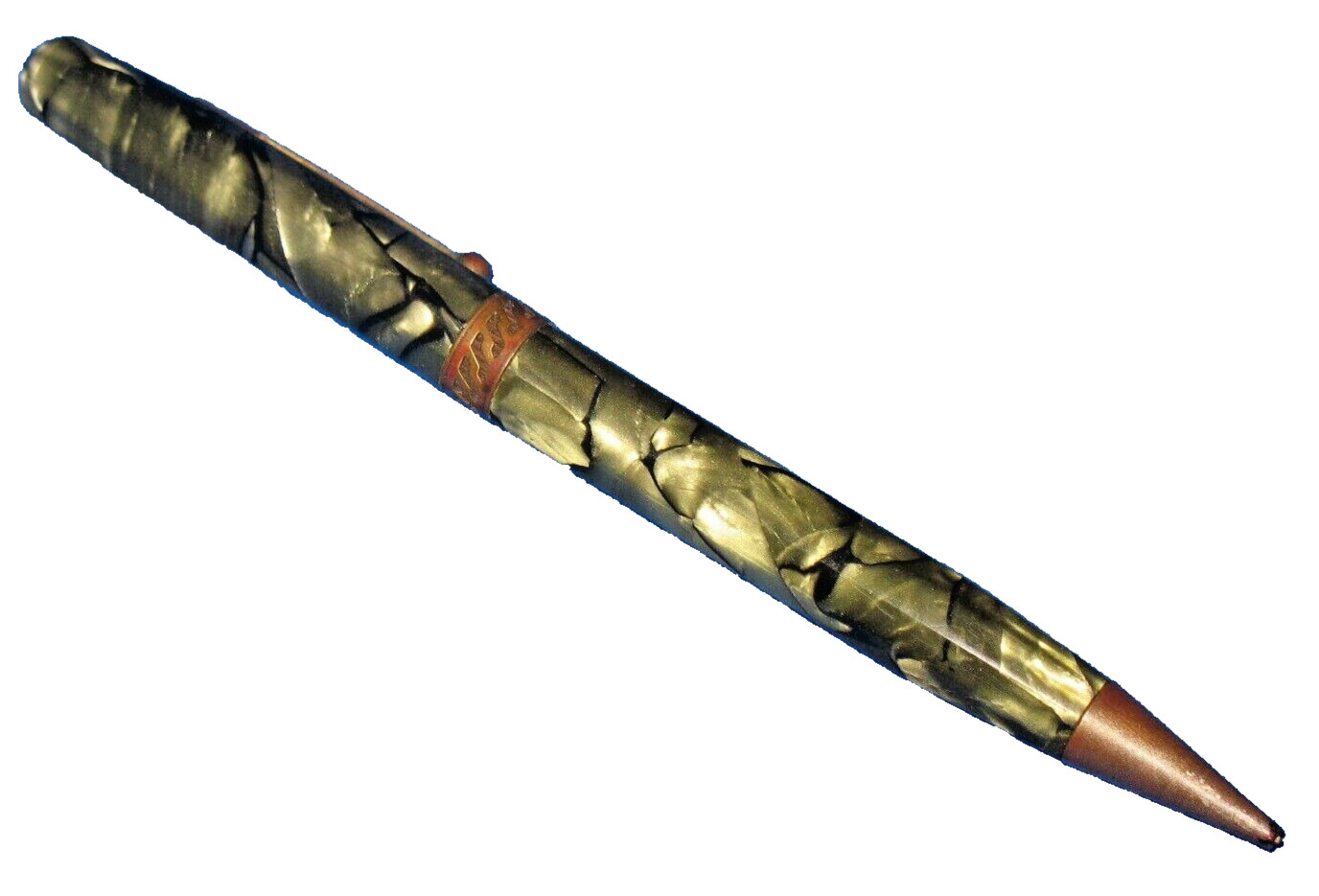 Mechanical Pencil Vintage Marbled Green W/ Eraser, Pocket Clip Clutch Pencil