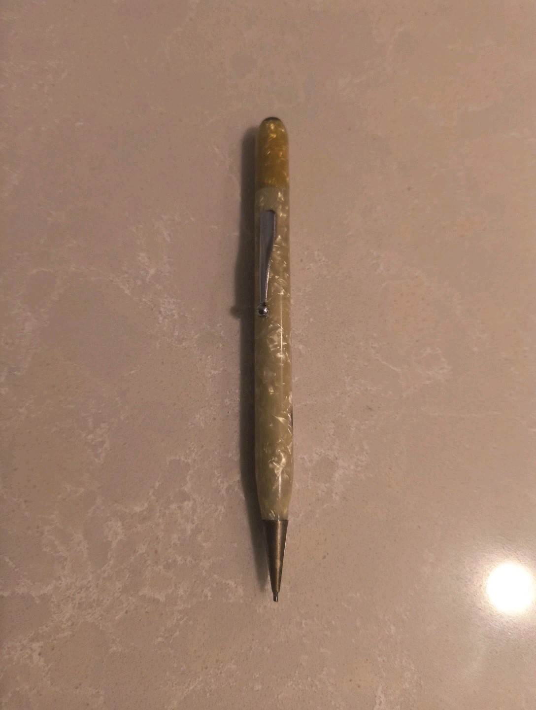 1950 VTG. Mother of Pearl Mech. Pencil, Adv. The President’s Month 1.18mm lead.