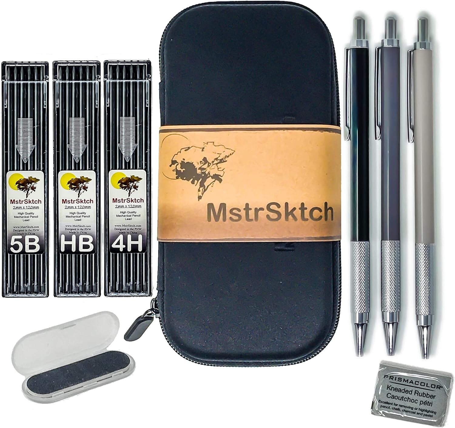 Premium Mechanical Pencils for Drawing – 2mm Graphite Lead Refills – 9 Piece Set