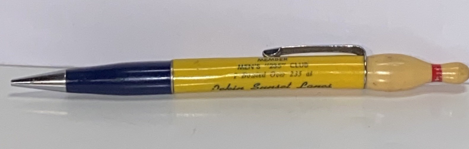 VTG Mechanical Pencil With Bowling Pin Top Ritepoint Sunset Lanes Pekin Illinois