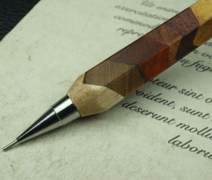 Handcrafted Pentel PG5 Mechanical Pencil – Low Centered Design, Segmented Wood