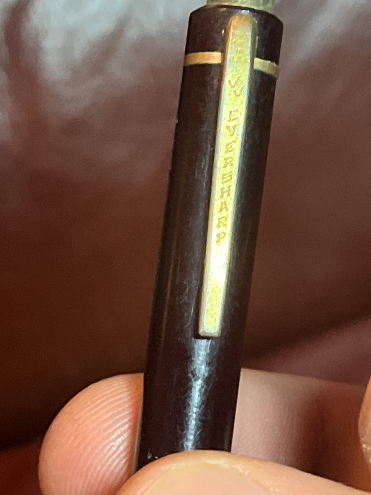 VINTAGE EVERSHARP MECHANICAL PENCIL Red Burgundy Maroon Gold Body Works Empty