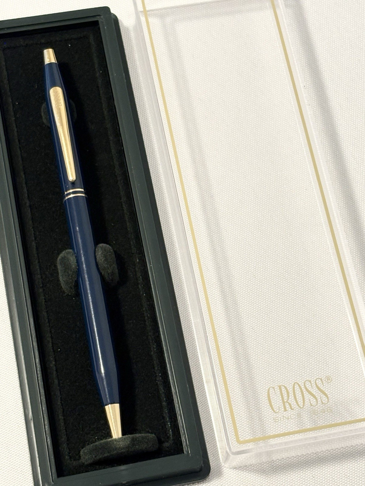 Vintage Cross Classic Century Mechanical Pencil Blue & Gold Double Band With Box