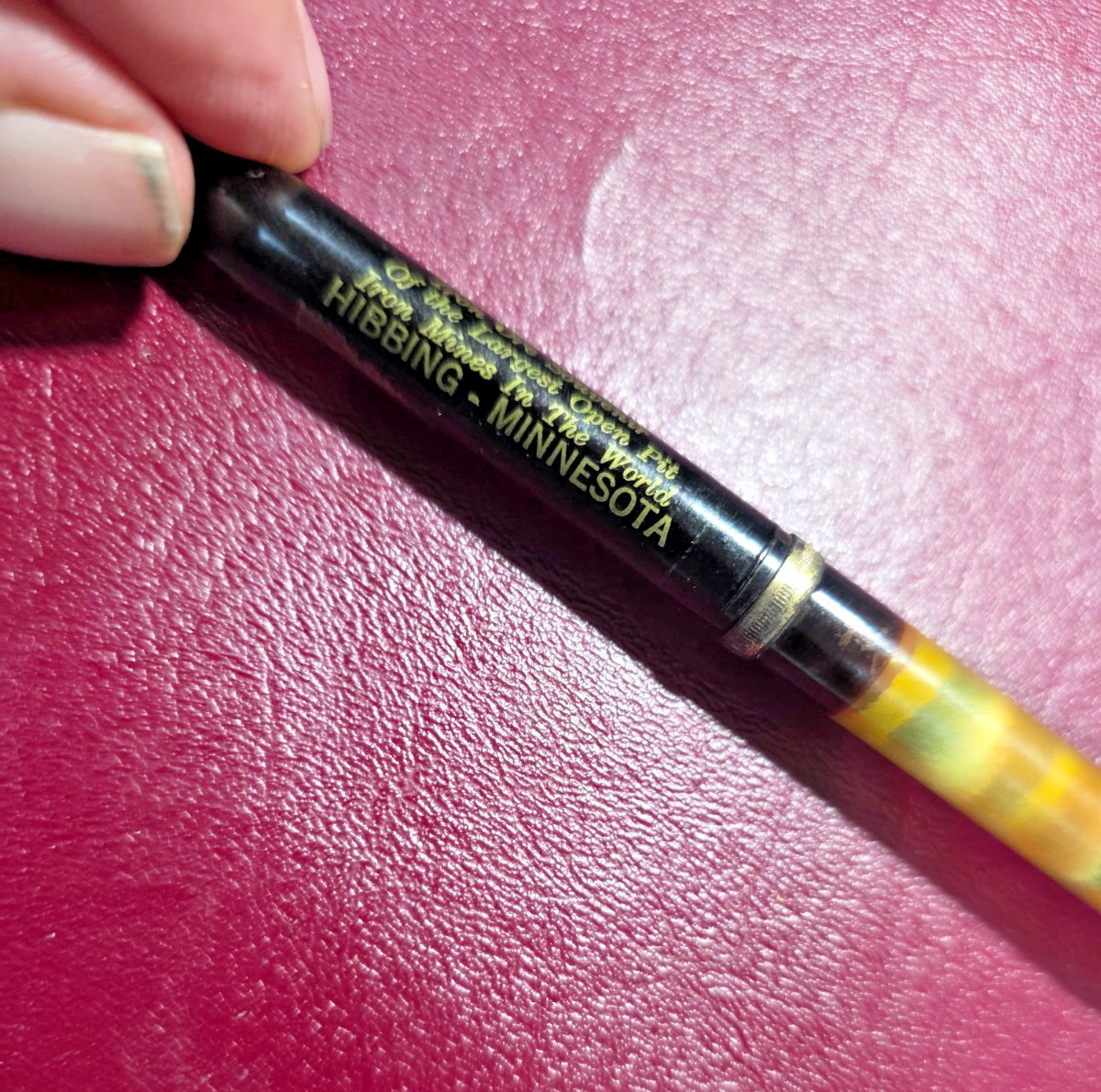 Hibbing Minnesota Iron Ore Mine 0.9mm Mechanical Pencil w/Iron Ore In Cap -1950s