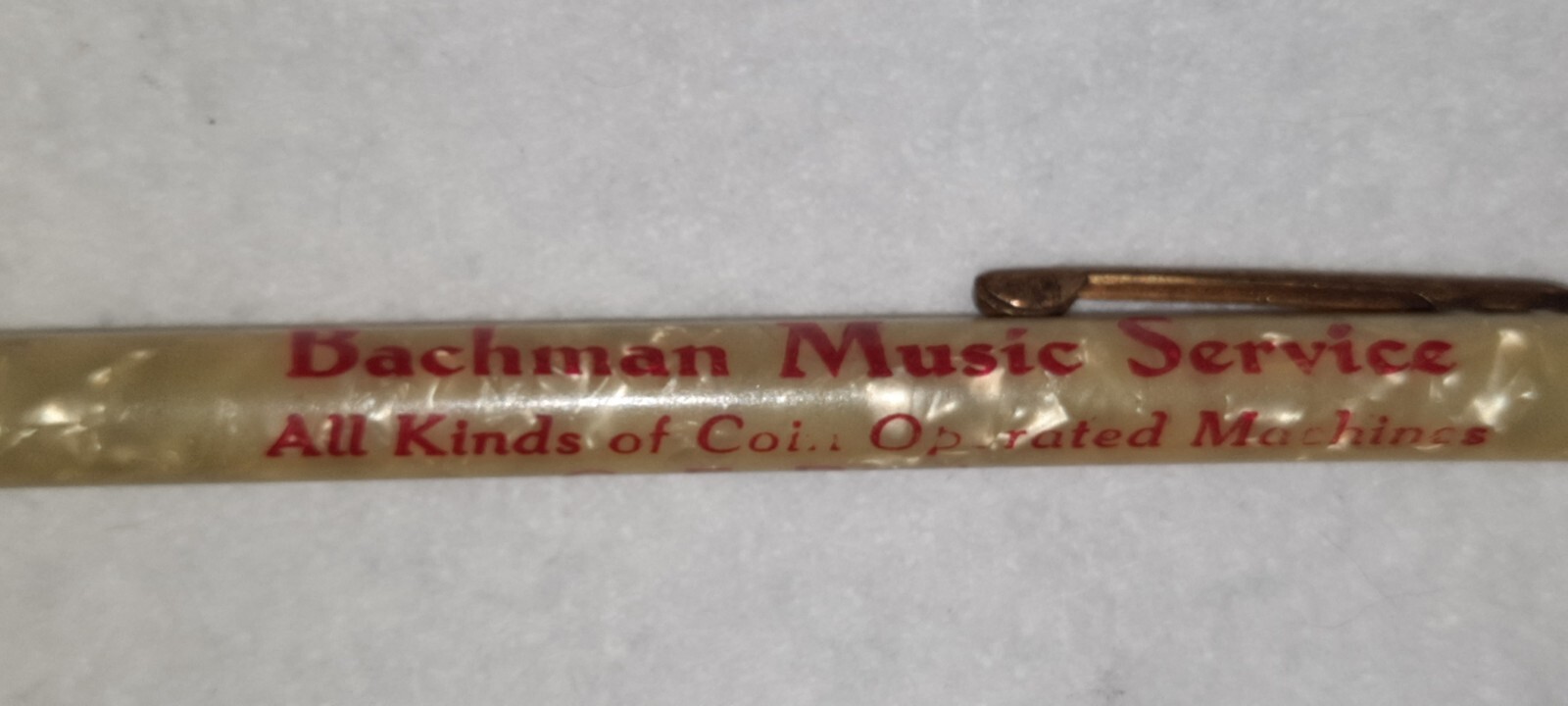 “Bachman Music Ser.*Coin Op. Machines*Phone 49 North Bend, Nebr.” Working Pencil