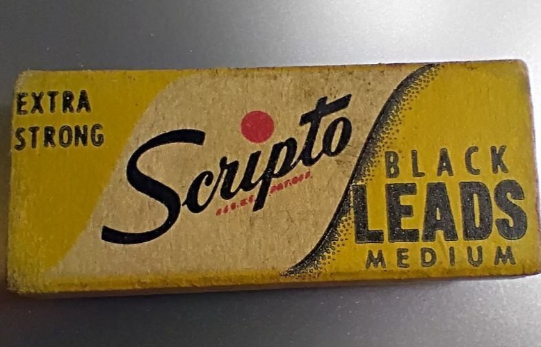 Vtg 1950s Stationery Ephemera 1951 Scripto E080 Wood Tray Onward Pencil Lead RED
