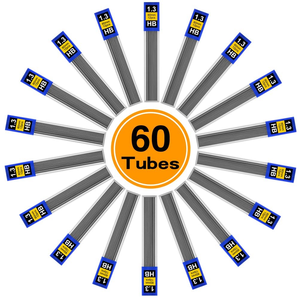 Lead Refills 1.3 mm HB Mechanical Pencil 720 Pieces 12 Pack 60 Tubes