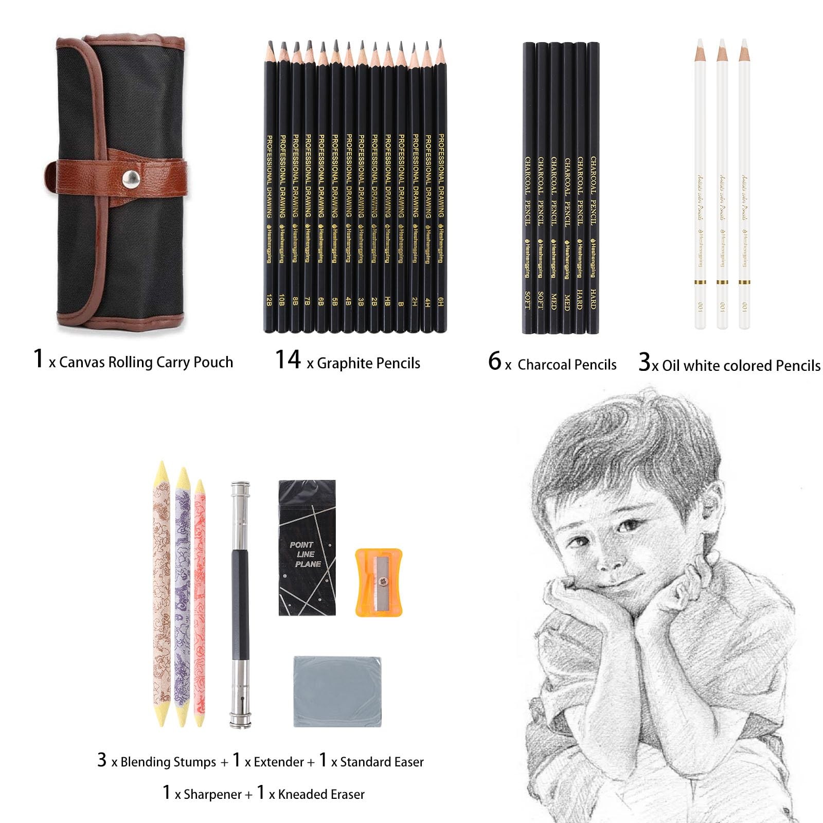 Heshengping 31 Drawing 1 Count (Pack of 1), 31 Pack Sketch pencil set