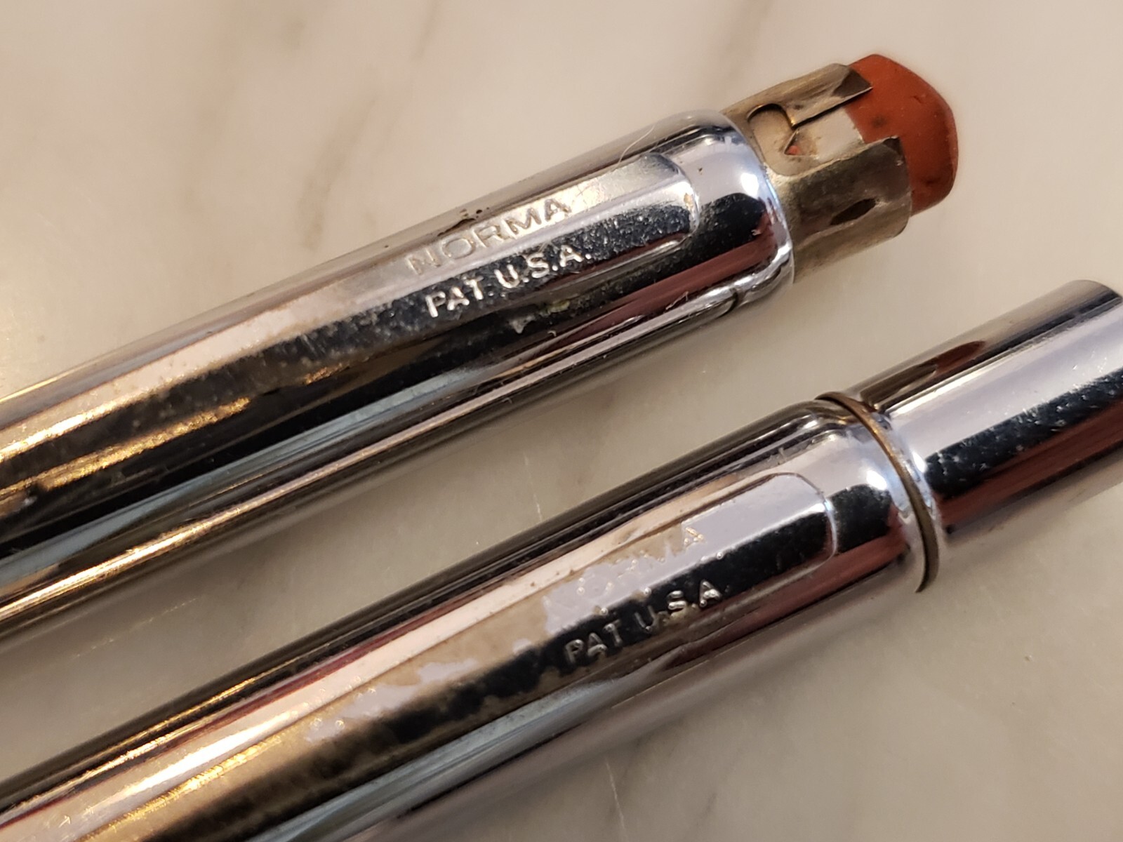 2x NORMA FOUR COLOR MECHANICAL PENCILS, Silver Rare Vintage Original