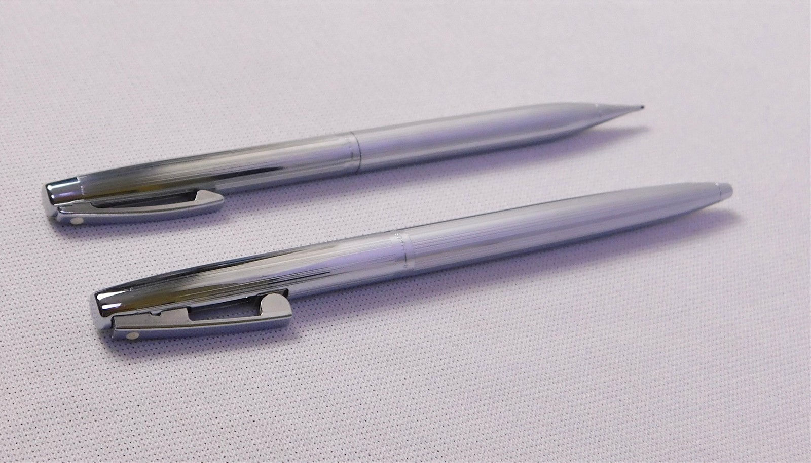 Vintage Sheaffer Lifetime Silver Stainless Steel Metal Pen & Pencil Set In Box