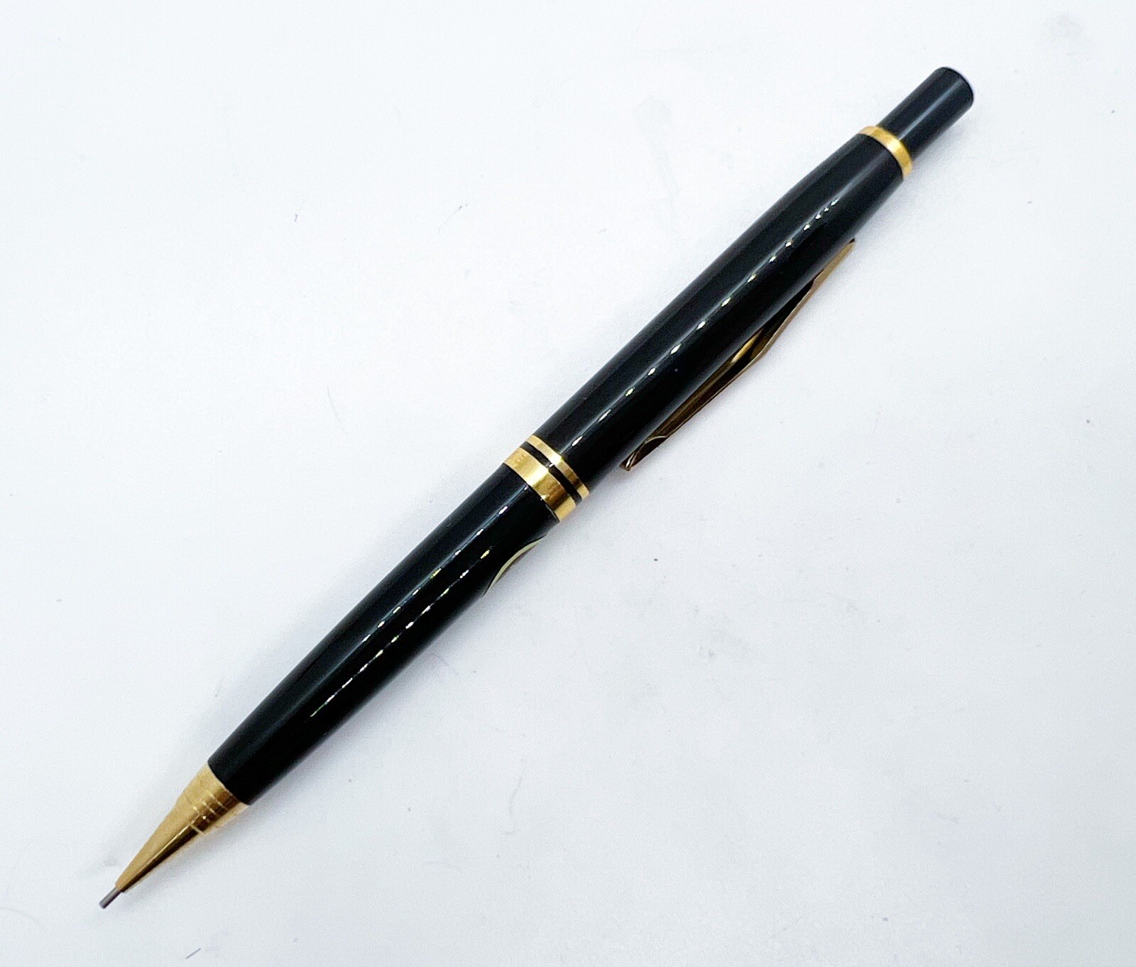 NOS platinum Mechanical Pencil 0.5mm Black Gold Color Fully Functional Japan