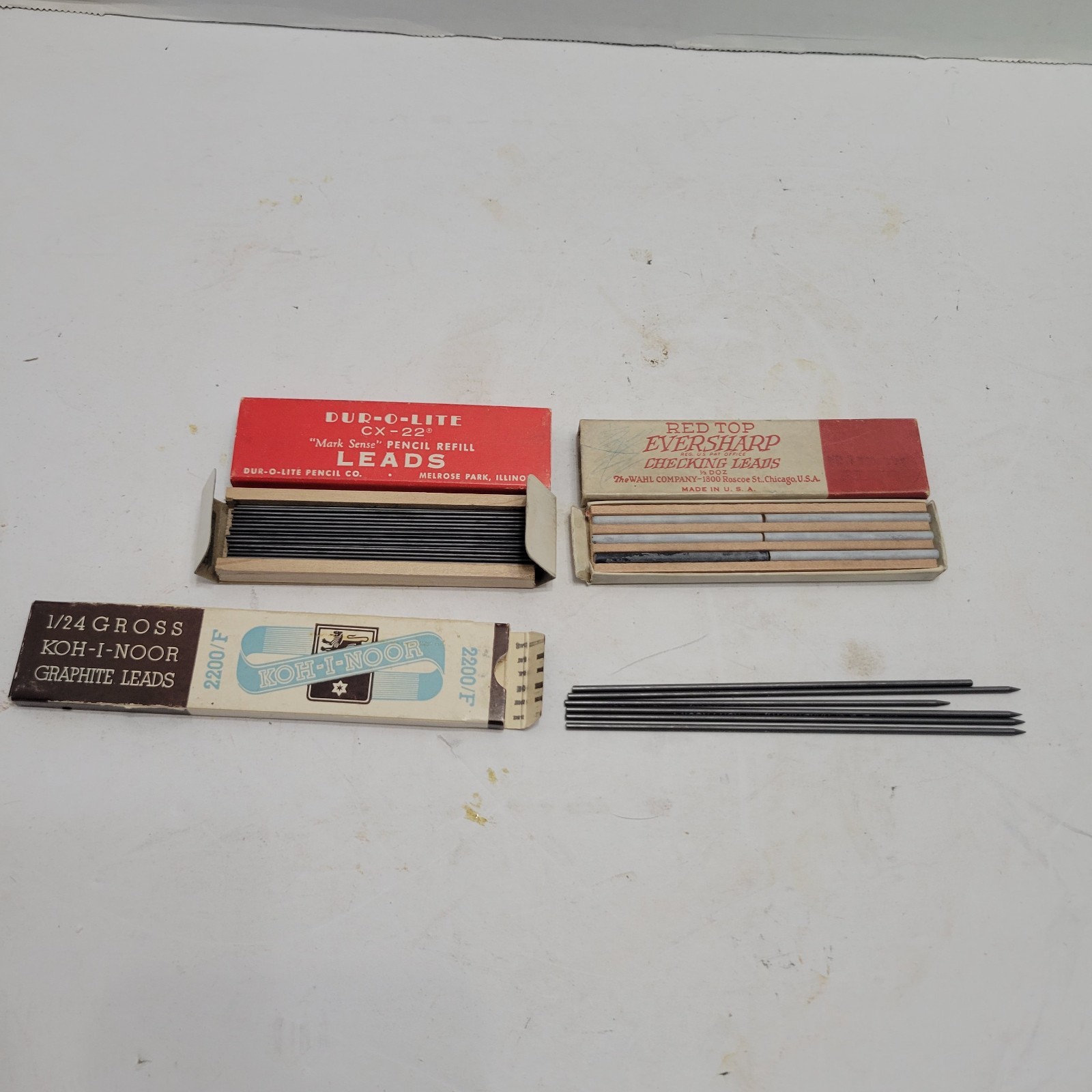 Vintage DUR-O-LITE Box of Lead Pencil Refill CX-22 & Red Top & Koh-I-Noor