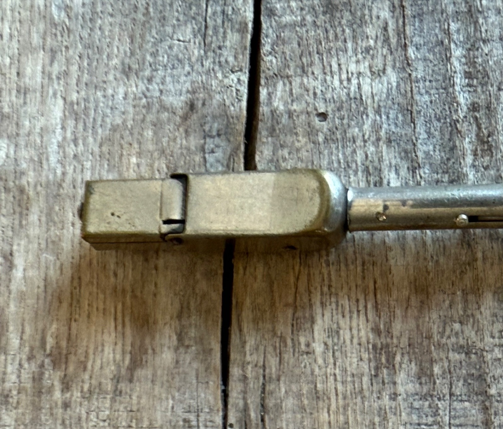 Rare vintage metal folding name stamp & pencil dip calligraphy pen all in one